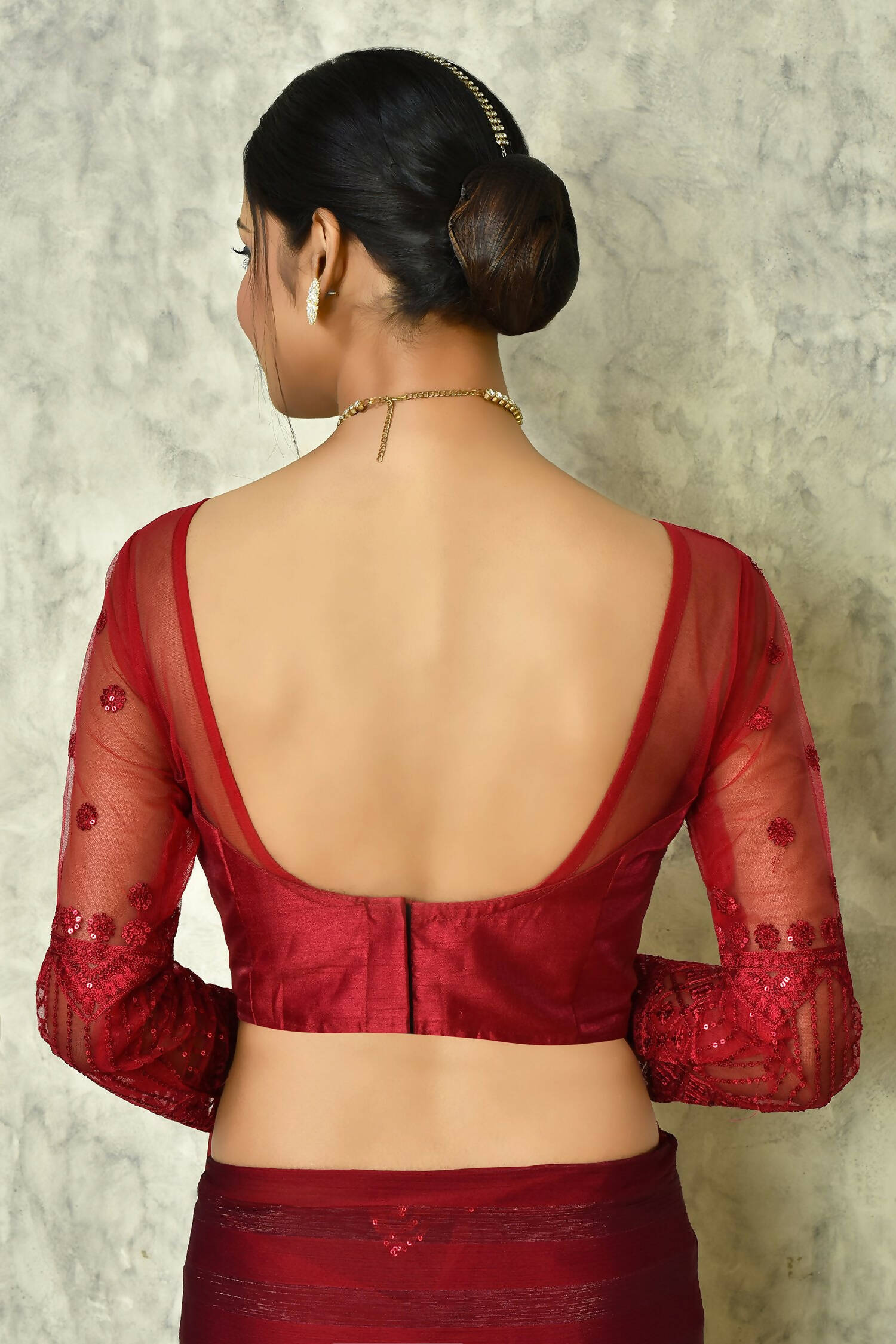 Maroon Silk Stripe Saree With Blouse Piece - Purvi - Distacart