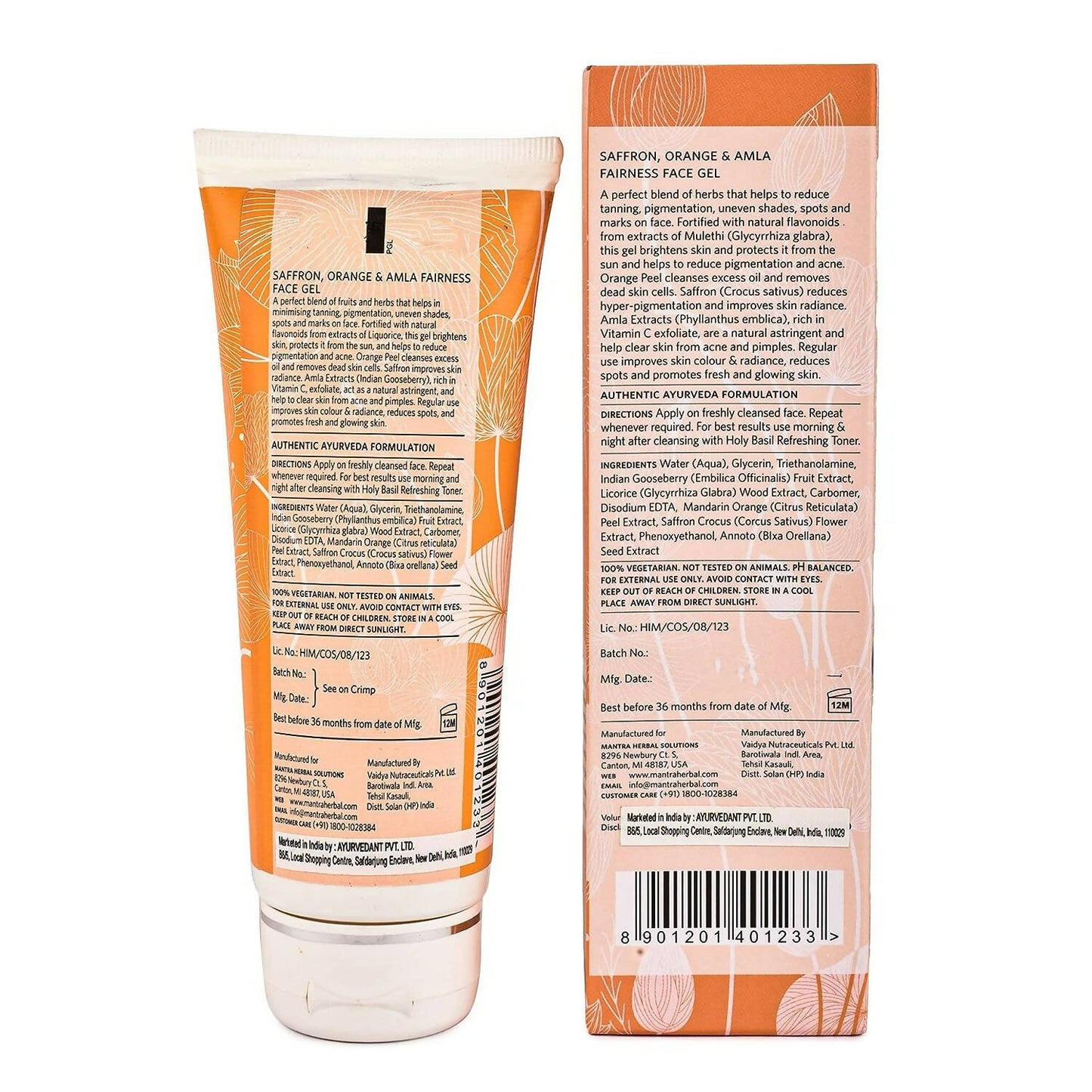 Mantra Herbal Saffron, Orange and Amla Glowing Face Gel - Distacart