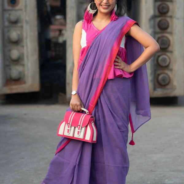Suta Lavender Solid Mul Cotton Saree - Distacart