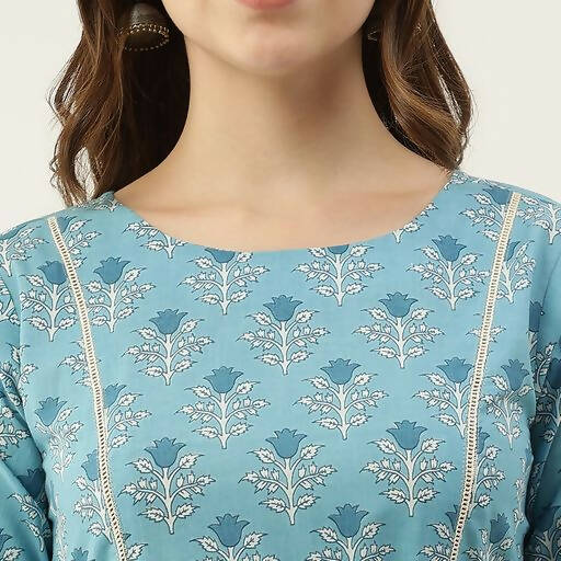 FIORRA Women's Sky Blue Cotton Kurta - Distacart