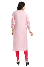 Thumbnail for Snehal Creations Pretty Pink Rayon Textured Print Long Kurta For Women - Distacart