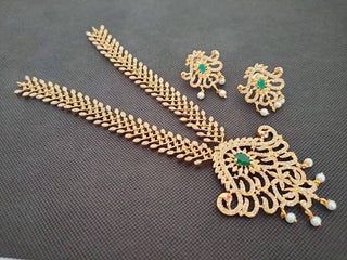 Ad Emerald Peacock Bridal Necklace With Earrings