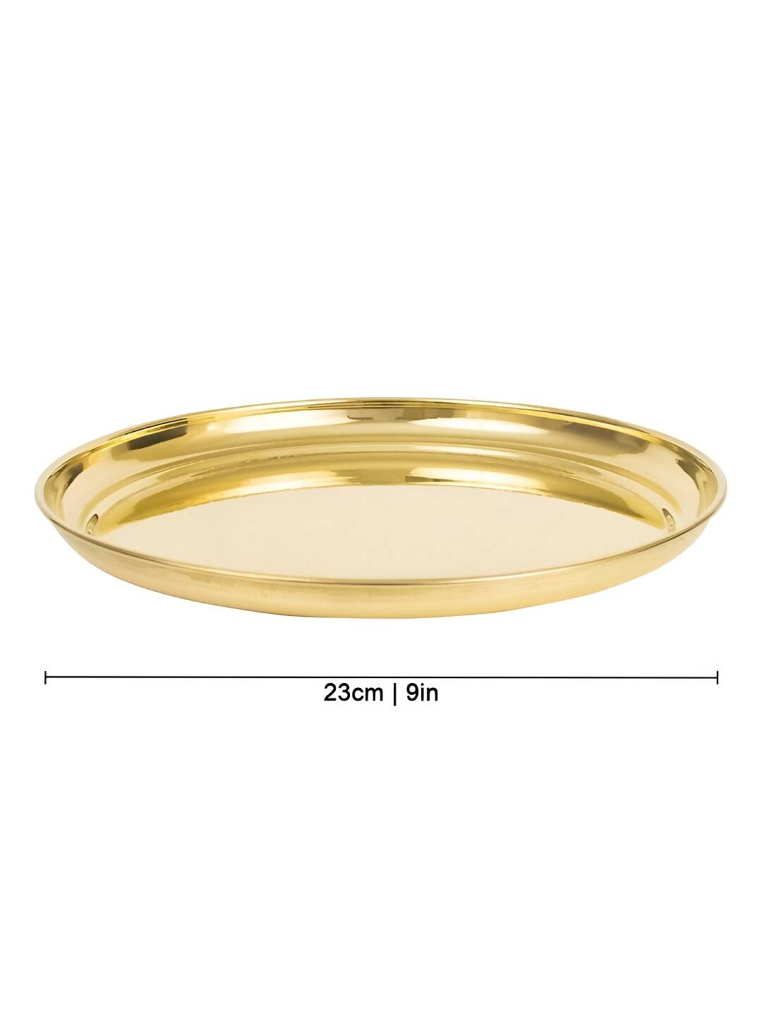 Spillbox Gold-Toned Brass Plain Thali Pooja Essential - Distacart
