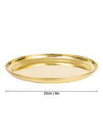 Thumbnail for Spillbox Gold-Toned Brass Plain Thali Pooja Essential - Distacart