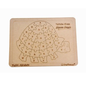 Kraftsman English Alphabets Wooden Jigsaw Puzzles Tortoise Shape Puzzle | Color Kit Included - Distacart