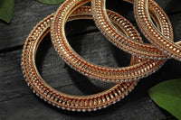 Thumbnail for Mominos Fashion Kamal Johar White Stone Golden Bangles Set