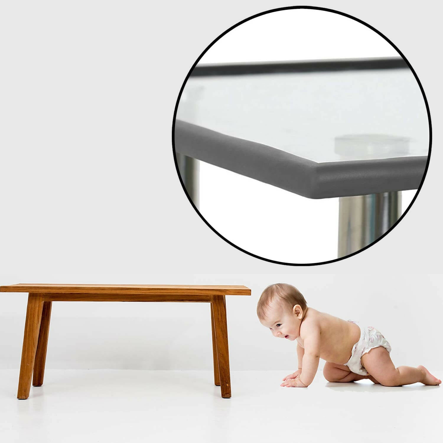 Safe-O-Kid Unique High Density 2 Mtr Long U Shaped Edge Guard Strips - Grey - Distacart