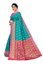 Thumbnail for Vamika Cotton Rich Silk With Jacquard Weaving Rama Green Saree