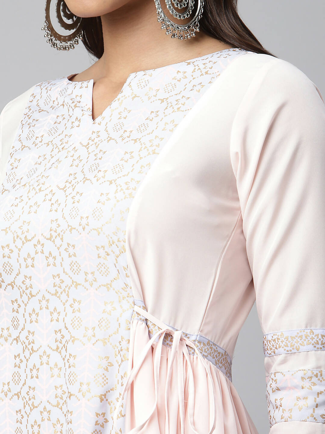 Ahalyaa Women Pink Crepe Khari Print Dress - Distacart