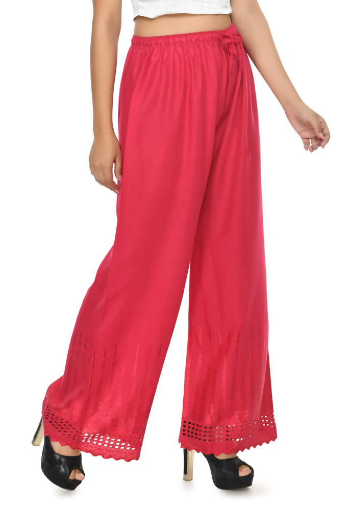 Mominos Fashion Moeza Reyon Cotton Magenta Cut Work Palazzo