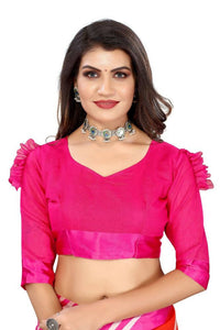 Thumbnail for Vamika Pink Linen Satin Border Saree