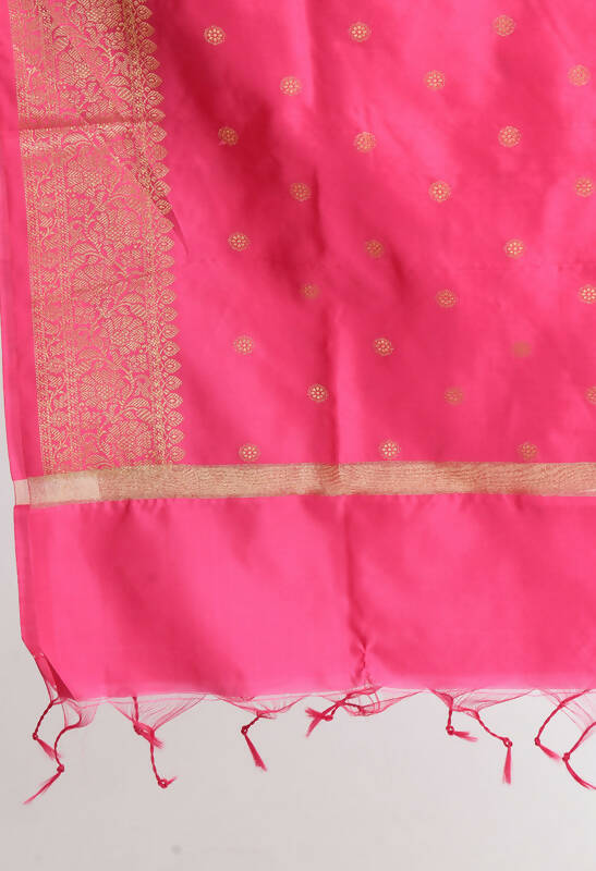 Mominos Fashion Moeza Women's Banarsi Silk Woven Design Pink Dupatta - Distacart