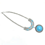 Thumbnail for Mominos Fashion Johar Kamal Oxidised Silver-Plated Stone Work Long Necklace Handicraft Sky Blue - Distacart