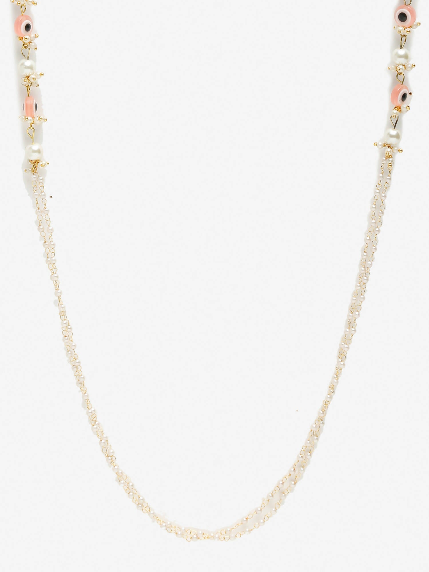 Pink Gold-Toned Evil Eye Beaded Mask Chain - Ruby Raang - Distacart