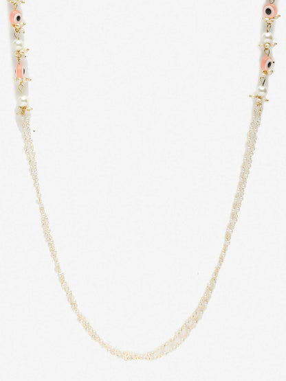 Pink Gold-Toned Evil Eye Beaded Mask Chain - Ruby Raang - Distacart