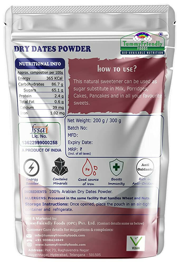 TummyFriendly Foods Dry Dates Powder from Premium Arabian Dates Kharek Powder Cereal - Distacart
