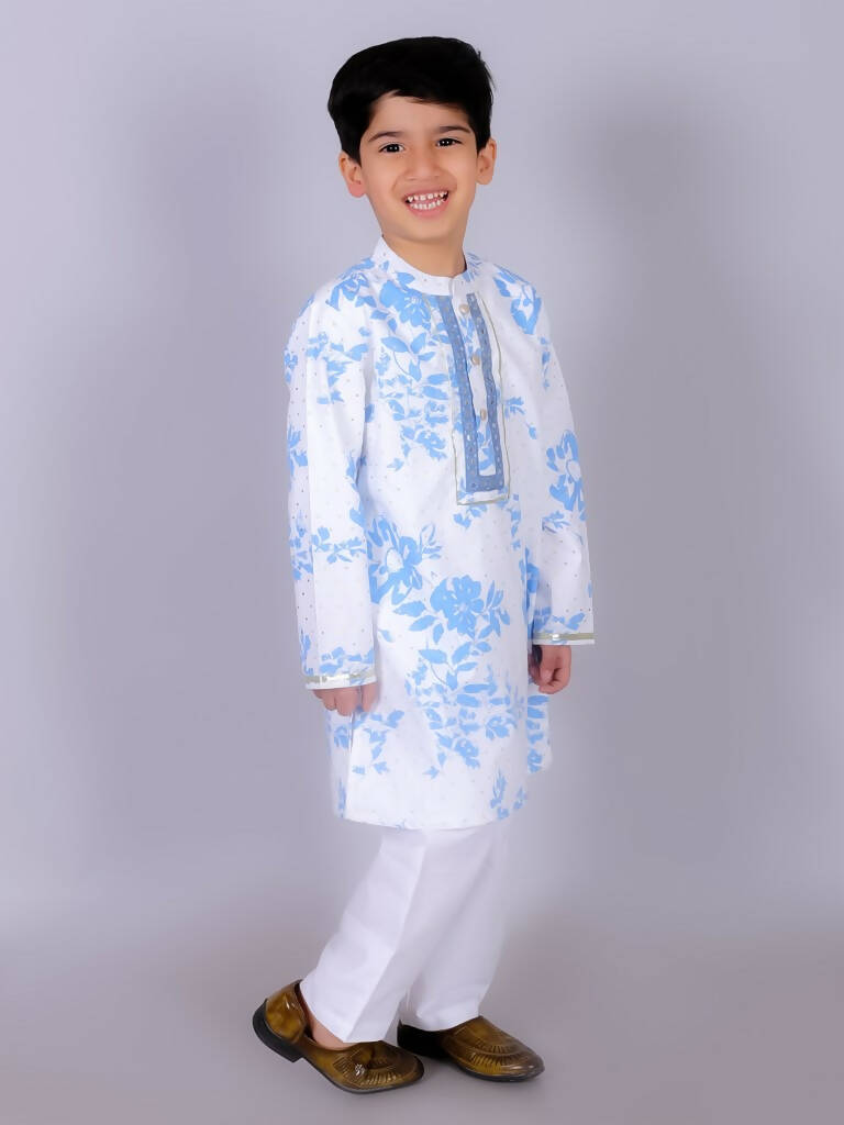 Lil Drama Ethnic Boys White Kurta with pant set - Distacart