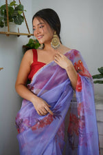 Thumbnail for Vamsee Blue Organza Saree - Distacart