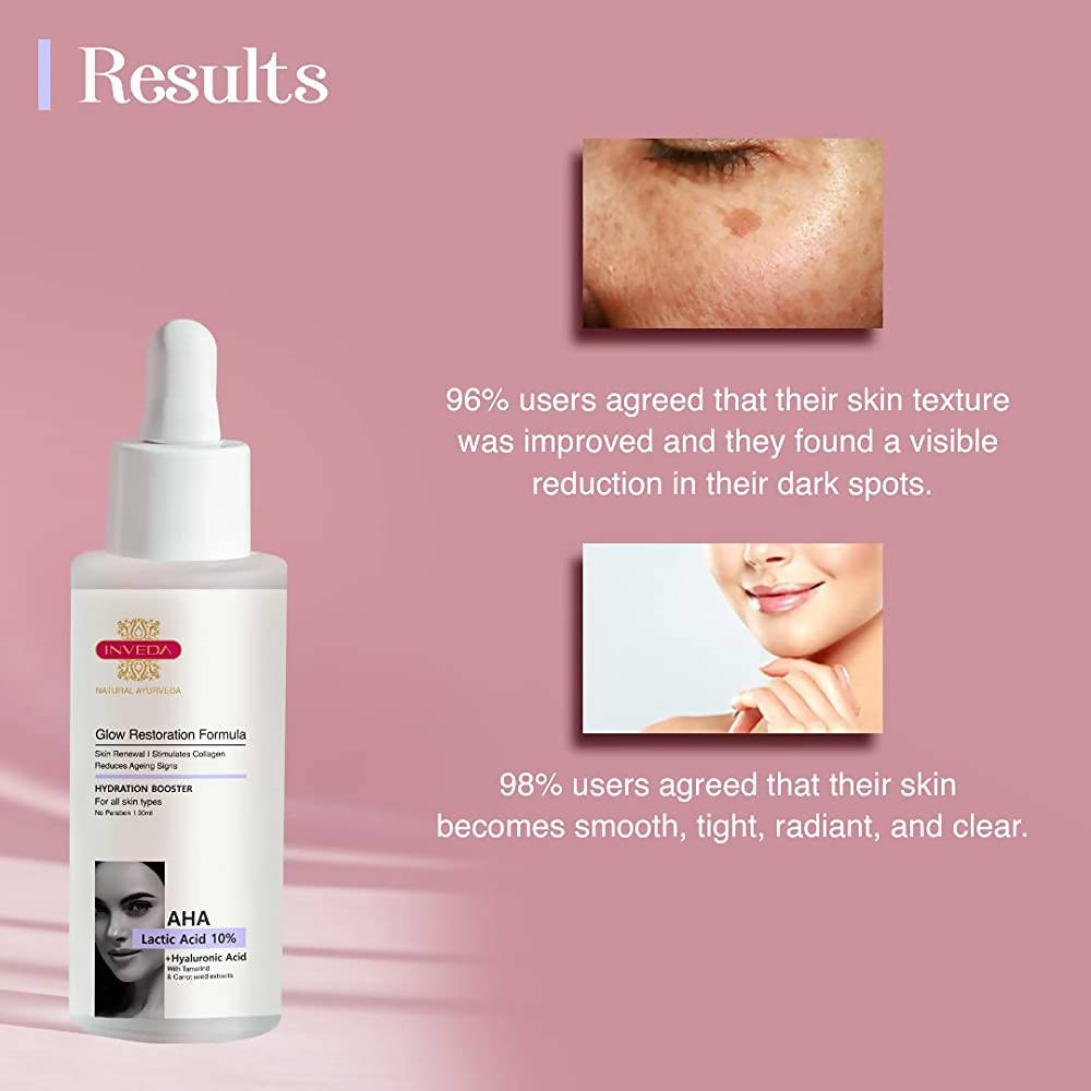 Inveda AHA Lactic Acid 10% + Hyaluronic Acid Glow Restoration Formula