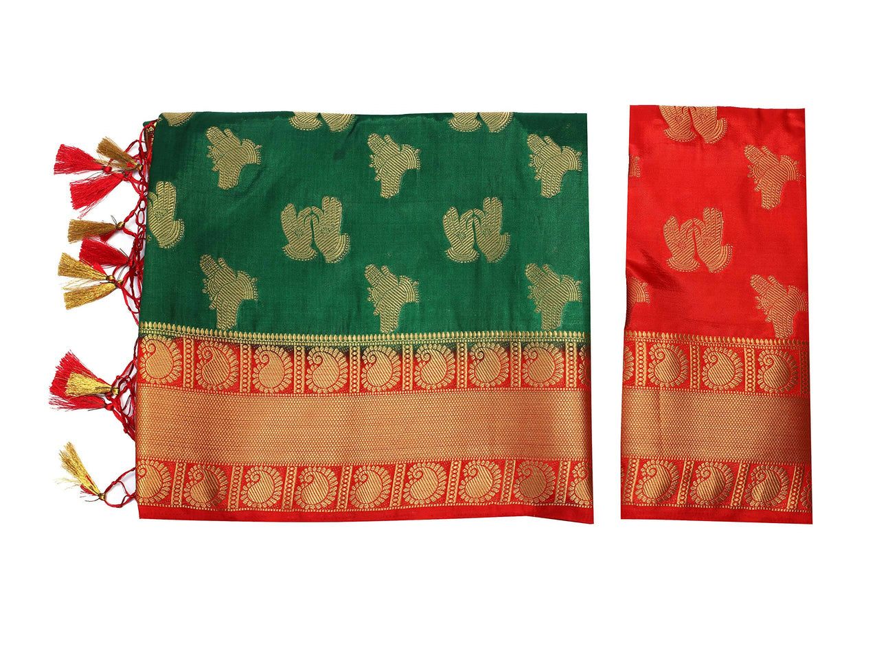 Mimosa Women's Green Kanchipuram Silk Saree - Distacart