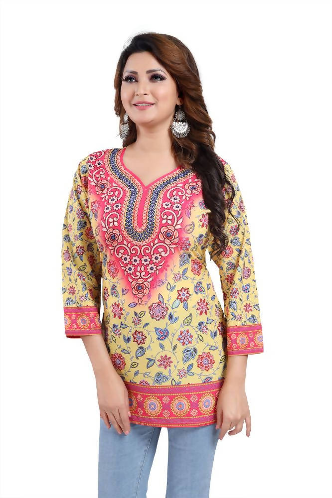 Snehal Creations Alluring Faux Crepe Printed Short Kurti Tunic