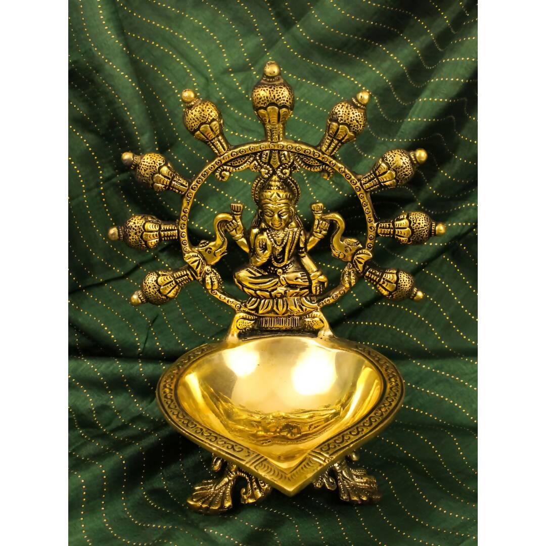 Spillbox Gold-Toned Brass Gajalakshmi Diya Pooja Essential - Distacart