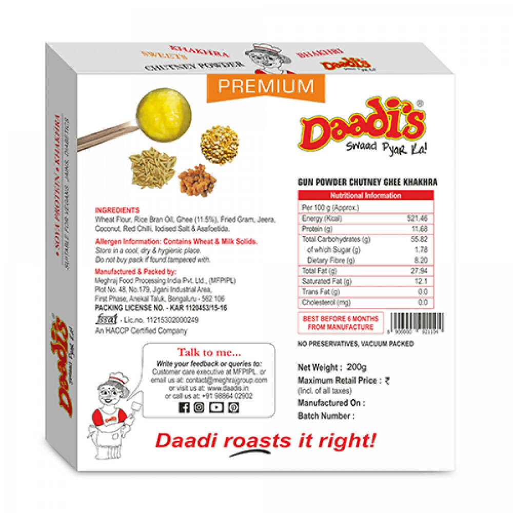Daadi's Gun Powder Chutney Ghee Khakhra - Distacart