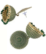 Thumbnail for Mominos Fashion Joharkamal Gold-Plated Meenakari Jhumkas For Women & Girls (Green) - Distacart