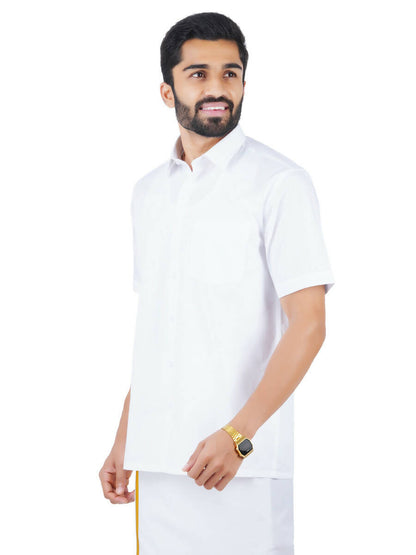 Ramraj Cotton Mens Half Sleeve Royal Cotton White Shirt - Distacart