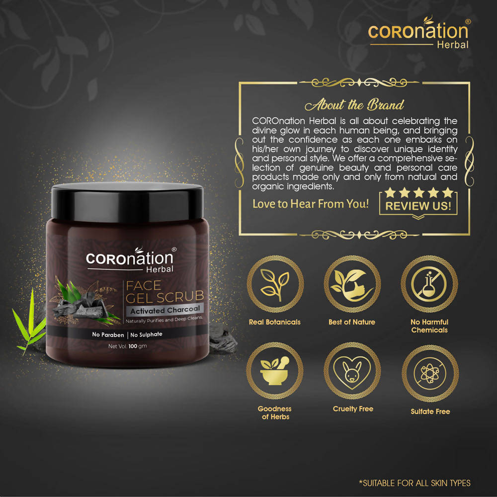 Coronation Herbal Activated Charcoal Face Gel Scrub - Distacart