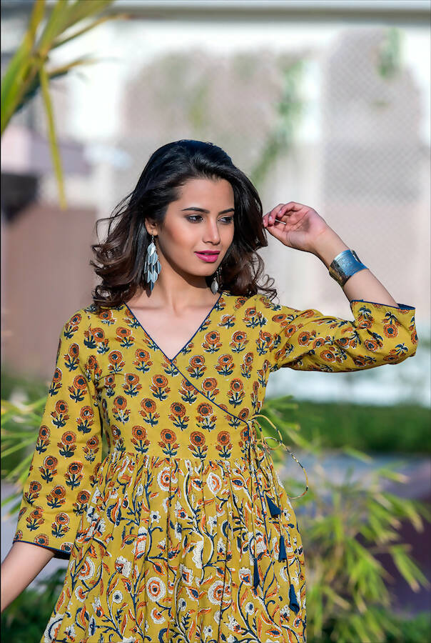 Partywear Designer Yellow Pure Maslin Gown - Anbazaar - Distacart