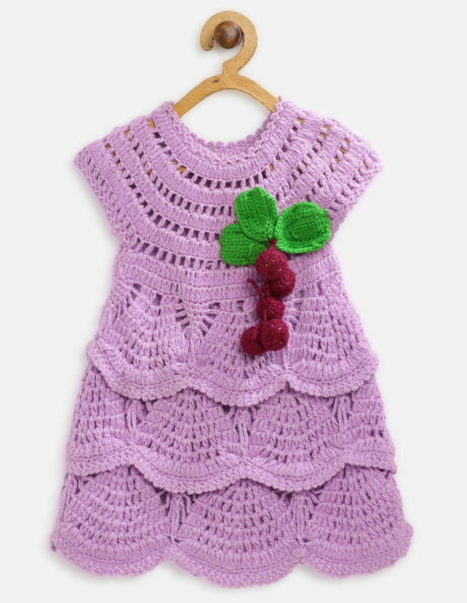 ChutPut Hand knitted Crochet Grape Wool Dress - Purple - Distacart