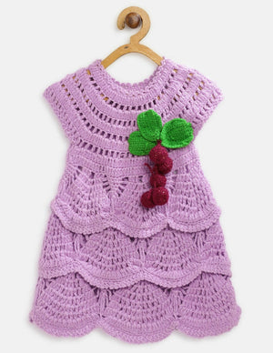 ChutPut Hand knitted Crochet Grape Wool Dress - Purple - Distacart
