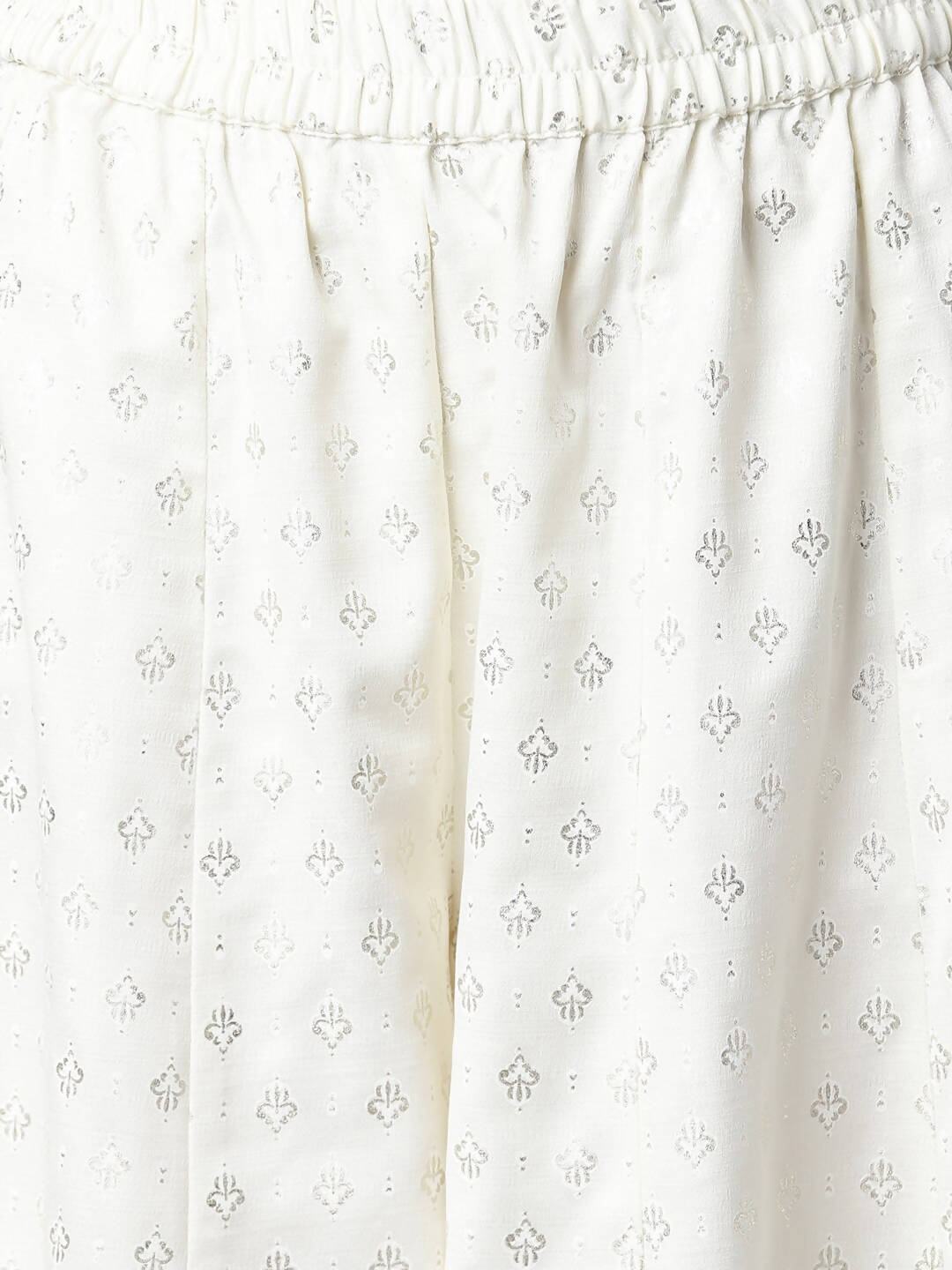 Janasya Off White & Silver Printed Kurta with Palazzos & Dupatta - Distacart