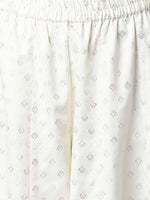 Thumbnail for Janasya Off White & Silver Printed Kurta with Palazzos & Dupatta - Distacart