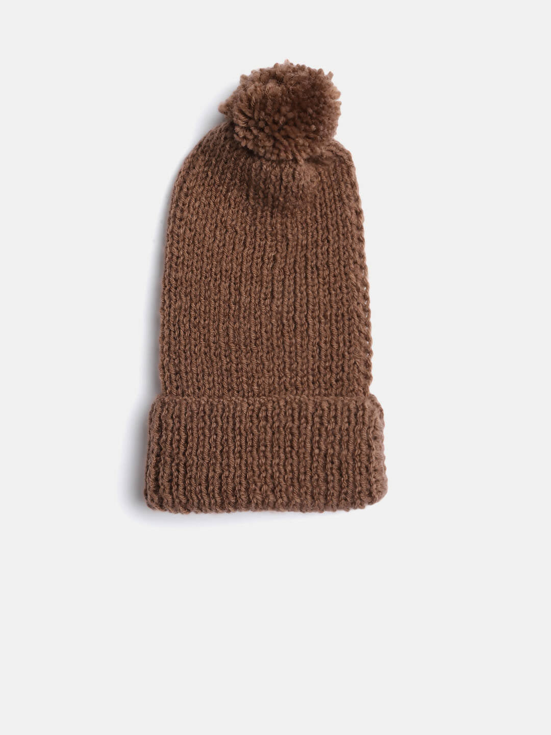 Chutput Kids Woollen Hand Knitted Pom Pom Detailed Cap - Brown - Distacart