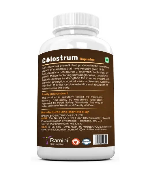 Ramini Bio Nutrition Colostrum 500mg Veg Capsules - Distacart