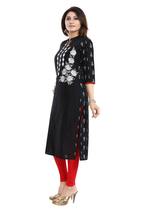 Snehal Creations Designer Long Raw Silk Embroidery Kurti - Distacart