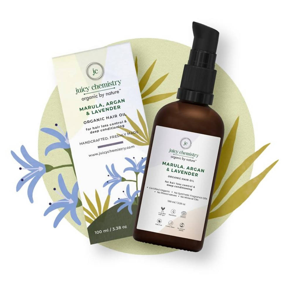Juicy Chemistry Marula, Argan & Lavender Organic Hair Oil - Distacart