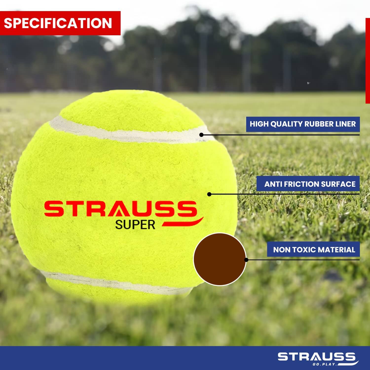 Strauss Cricket Tennis Balls - Yellow (Pack of 6) - Distacart