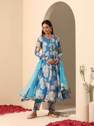Pomcha Jaipur Blue Gul Fiza Anarkali Set - Distacart