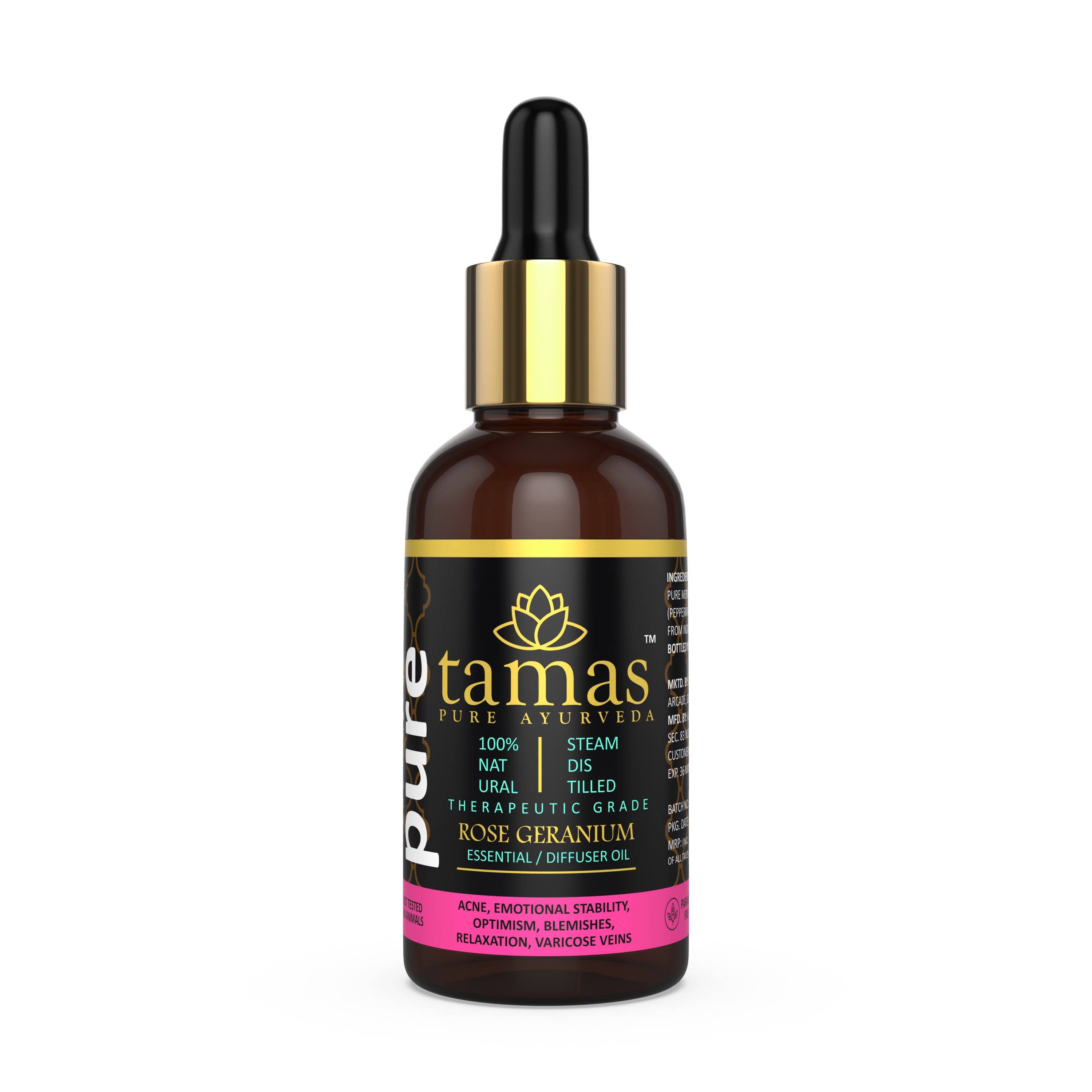 Tamas Pure Ayurveda 100% Natural Rose Geranium Essential Oil - Distacart