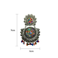 Thumbnail for Tiaraa Multicolor Beaded Silver Oxidised Fashion Earrings - Distacart