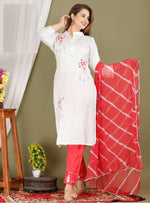 Thumbnail for Vamika Embroidery Rayon Off White Party Wear/Casual Wear Kurta Set/Suit - Distacart