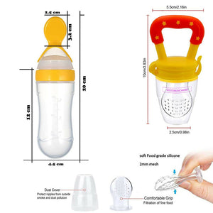 Goodmunchkins Silicone Spoon Food Feeder & Fruit Feeder for Toddlers Food Grade Silicone Bottle 90ml-Yellow - Distacart