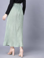 Thumbnail for Myshka Chiffon Solid Green Women Skirt - Distacart