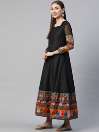 Thumbnail for Myshka Multicolor Solid 3/4 Sleeve Sweetheart Neck Anarkali Gown With Dupatta - Distacart