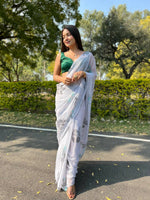 Thumbnail for Vamsee Grey Chiffon Designer Saree - Distacart