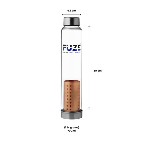Fuze Glass Bottle With Pure Copper Filter 700 ml