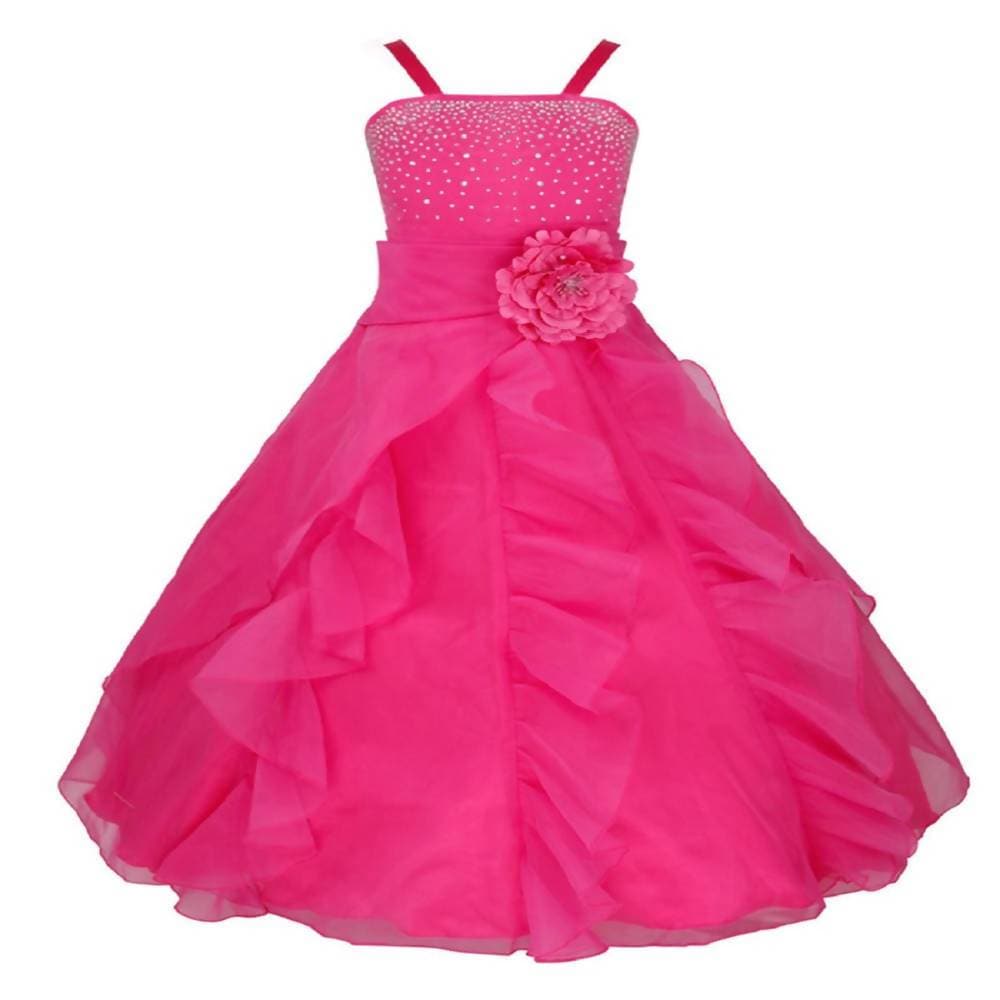 Asmaani Baby Girl's Pink Colour Satin A-Line Maxi Full Length Dress (AS-DRESS_22088) - Distacart